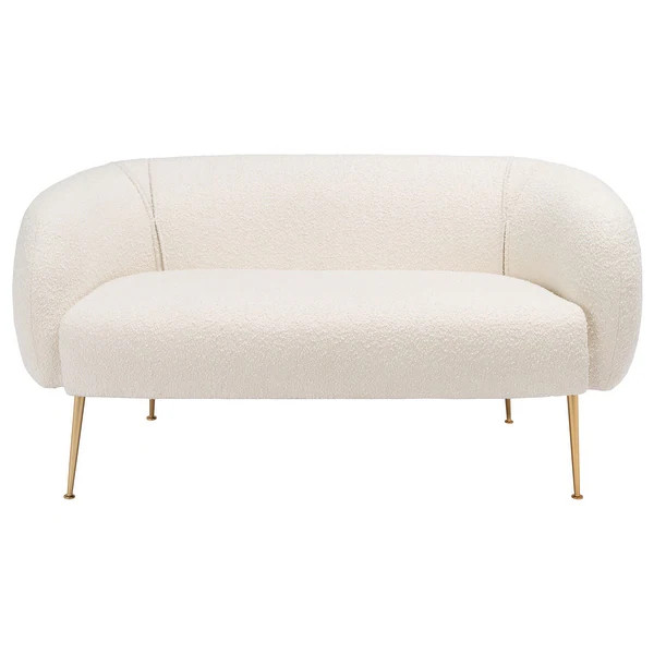 SAFAVIEH Couture High Line Collection Alena Off-White Polyester Blend Loveseat - Oatmeal | Bed Bath & Beyond