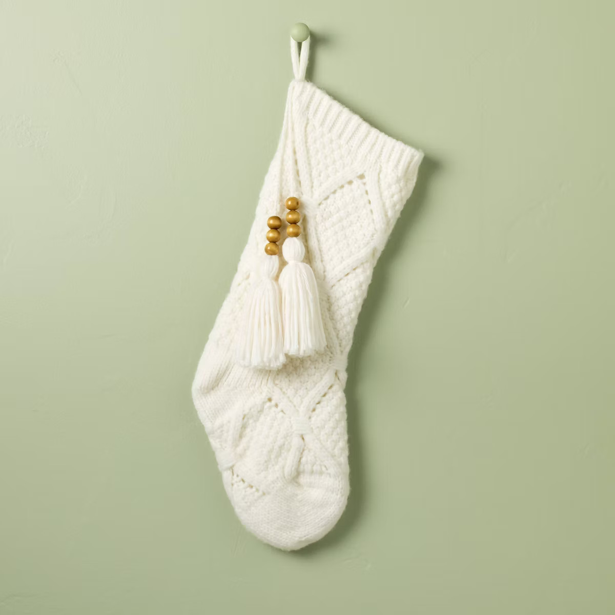 Sweater Knit Christmas Stocking with Beaded Tassel - Hearth & Hand™ with Magnolia | Target