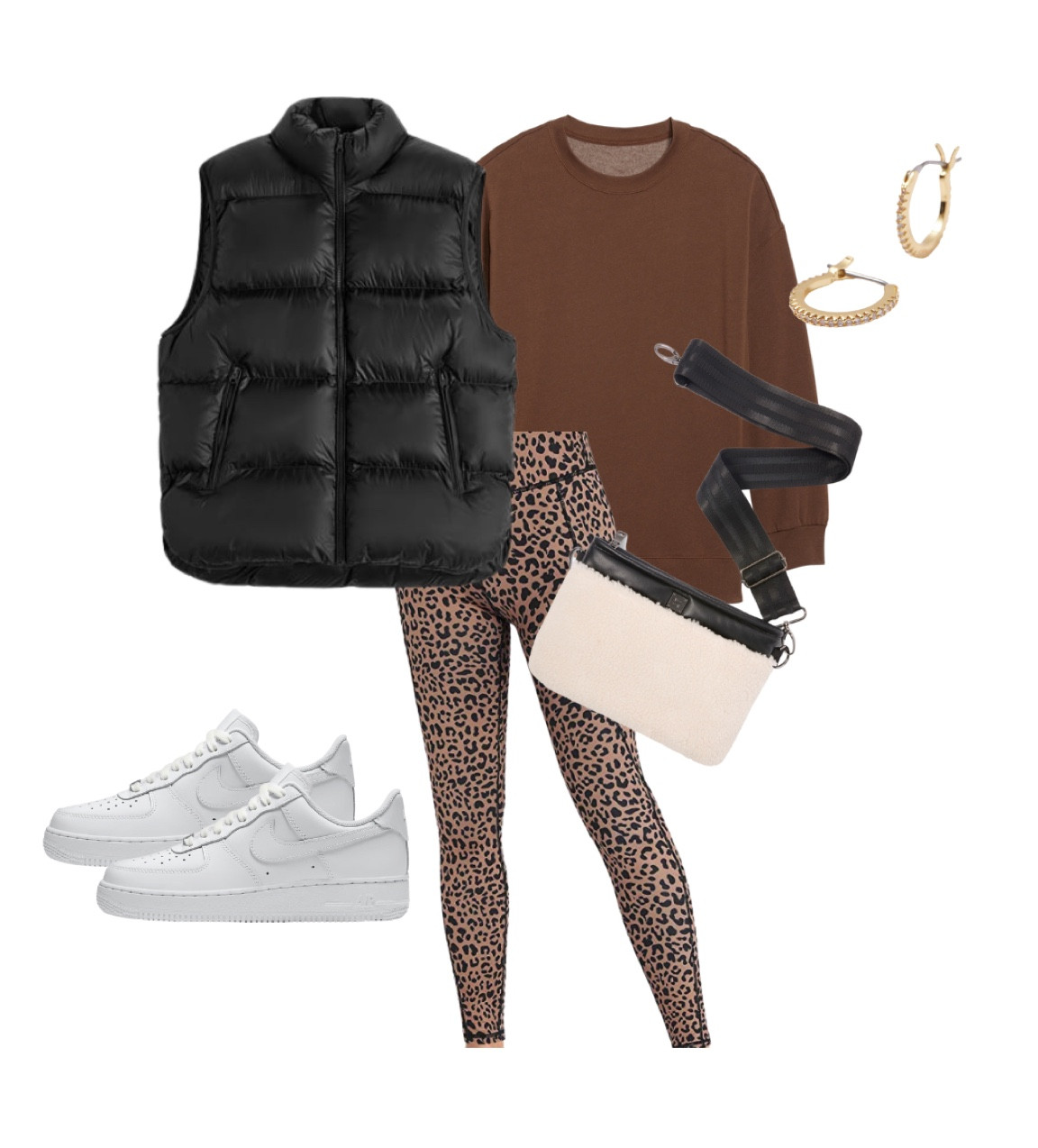 Puffer vest Amazon leggings sneakers mom style soccer mom outfit weekend outfit 