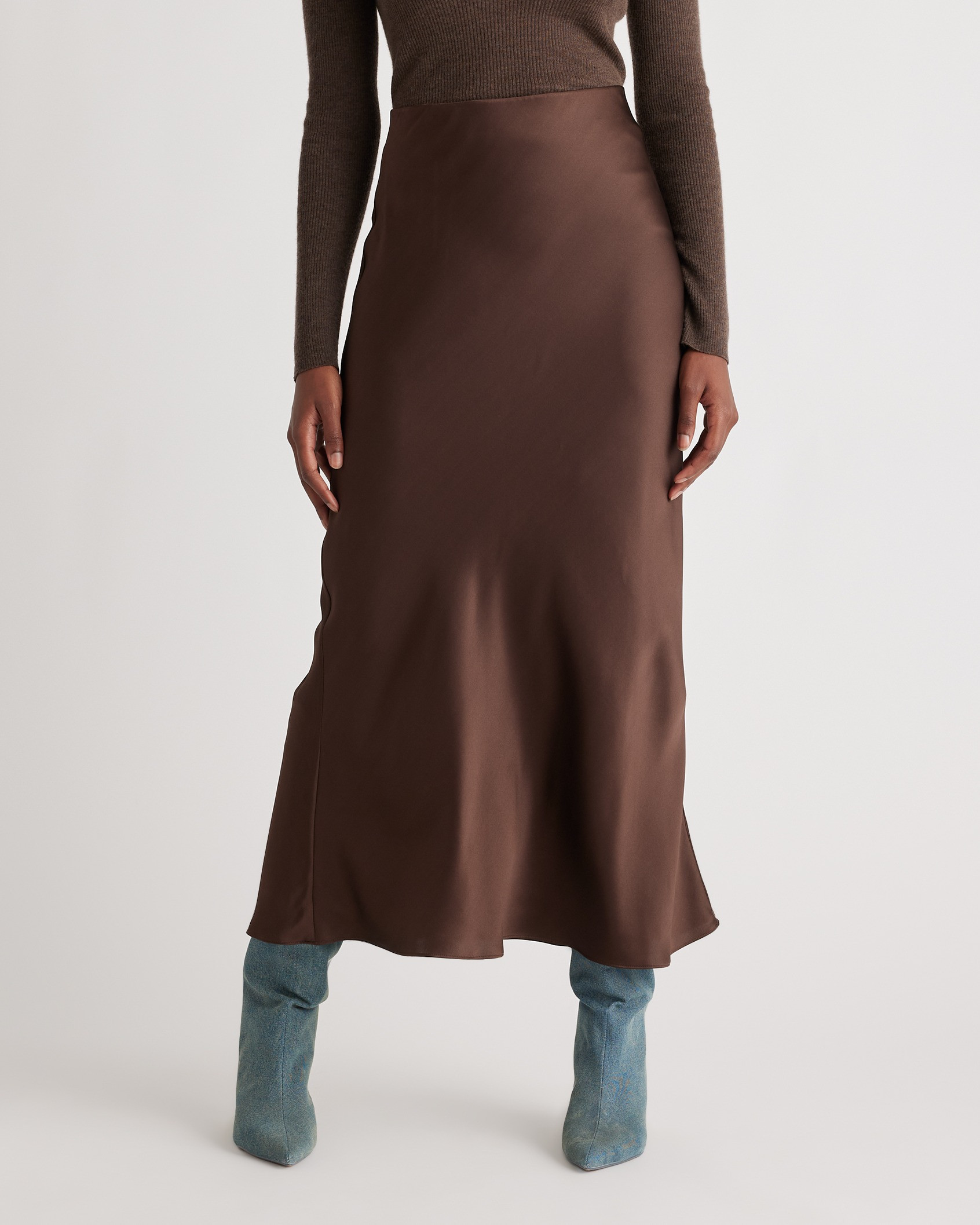 Quince | Women's Maxi Skirt in Hot Fudge, Size XS, Silk | Quince