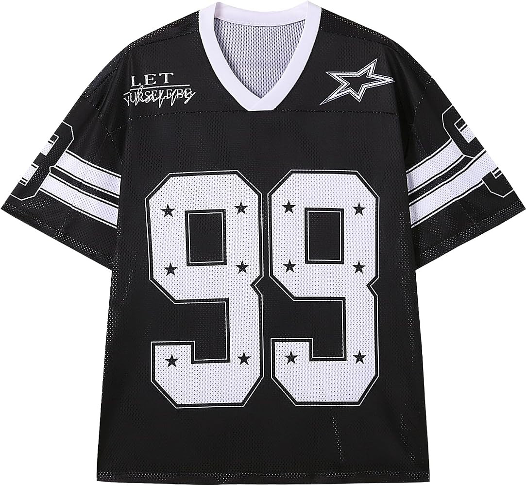 Oversized Tshirts for Men Women Graphic Tees Y2k Tops Jersey Shirts V Neck Short Sleeve Summer Fa... | Amazon (US)