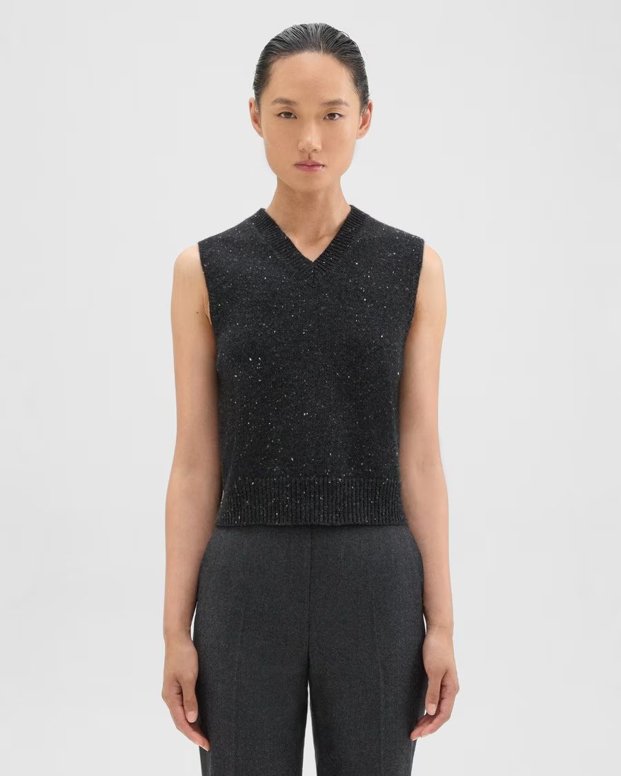 Shrunken Sweater Vest in Donegal Wool-Cashmere | Theory