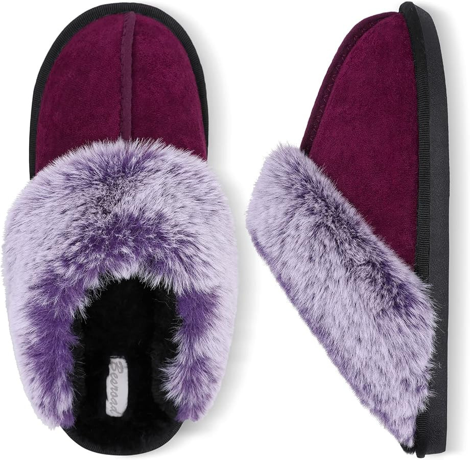 Besroad Winter Fuzzy House Slippers Sandals Plush Faux Fur Fluffy Flats Slippers Warm Slide Shoes... | Amazon (US)