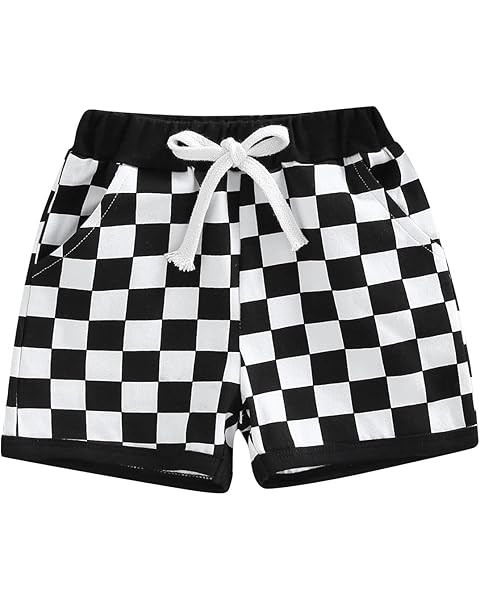 Lamuusaa Boys Newborn Toddler Summer Cotton Plaid Jogger Shorts Elastic Waist Casual Short Pants ... | Amazon (US)