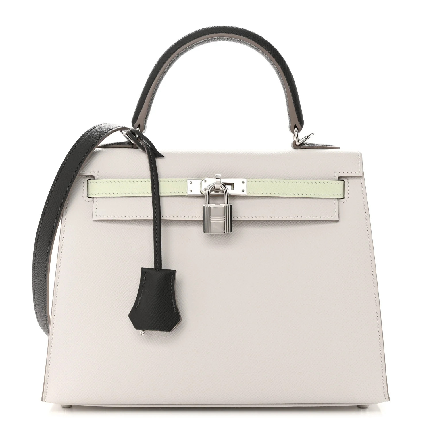 Epsom Tri-Color Kelly Sellier 25 Gris Pale Vert Fizz Graphite | FASHIONPHILE (US)