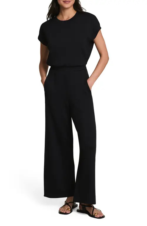 SPANX® AirEssentials® Cap Sleeve UPF 50+ Cinched Jumpsuit in Very Black at Nordstrom, Size X-Large | Nordstrom