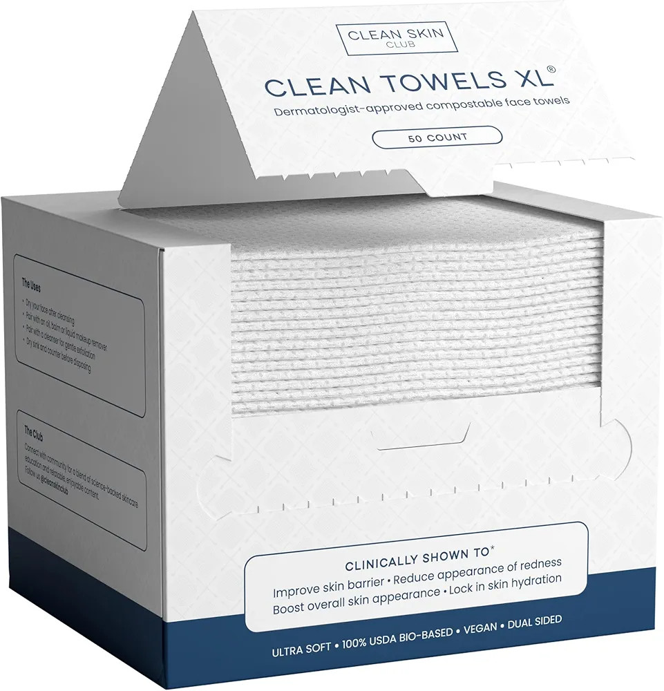 Clean Skin Club Clean Towels XL™, 100% USDA Biobased Face Towel, Disposable Face Towelette, Ecz... | Amazon (US)