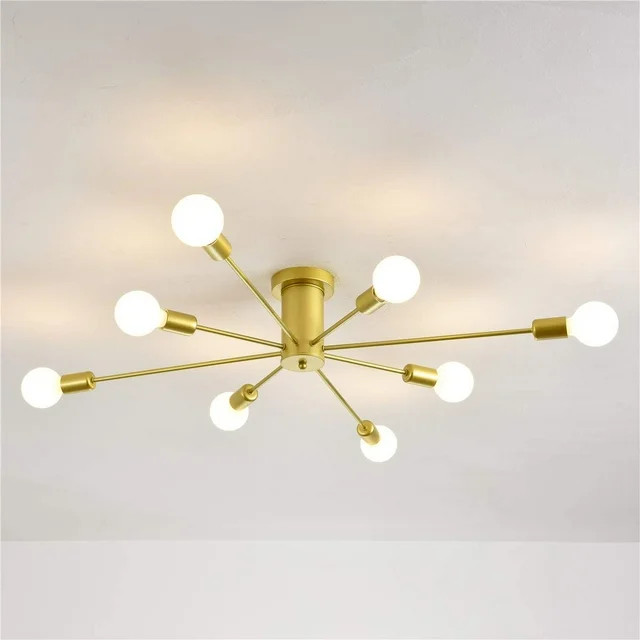 Garwarm 8-Light Sputnik Ceiling Light Modern Semi Flush Mount Ceiling Light Mid Century Gold Chan... | Walmart (US)