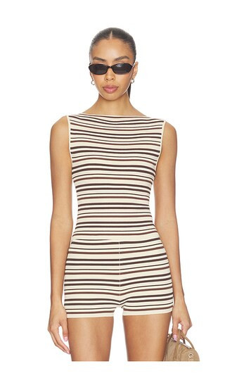 L'Academie Taylar Stripe Tank in Brown,Beige. - size XS | Revolve Clothing (Global)