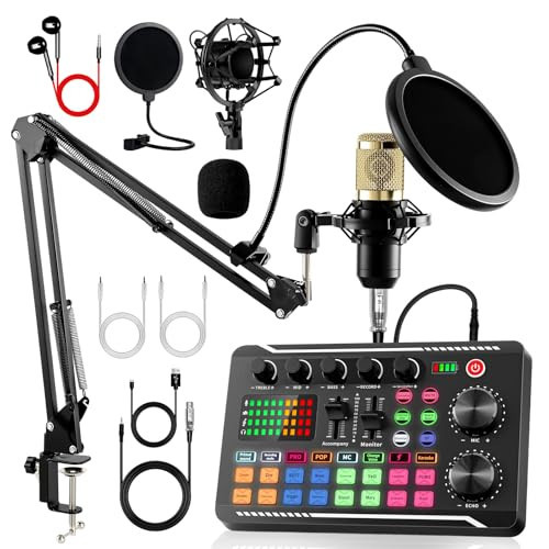 ALSO GO Podcast Equipment Bundle, Podcast Equipment with BM-800 Microphone(Gold) & F998 Sound Card, Recording Studio Equipment for Podcasting, Singing, Gaming, and Live Streaming YouTube Tiktok | Amazon (US)