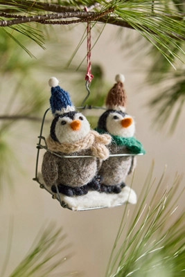 Chairlift Penguins Felt Critter Ornament | Anthropologie (US)