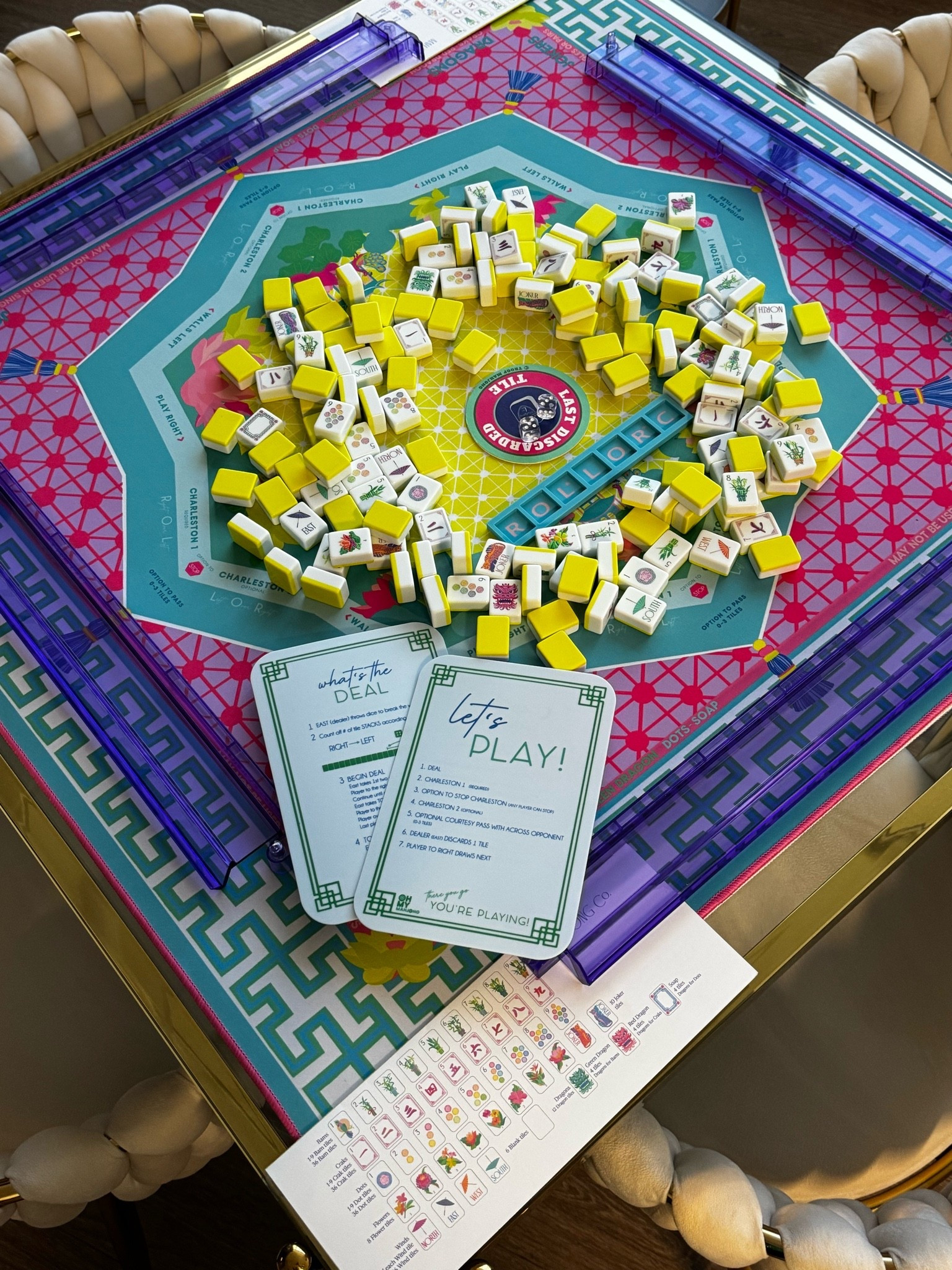 Oh My Mahjong’s Zen Glow mat (retired) paired Lilac racks (retired) and with Zest tiles from their subsidiary MahjongCo.com
This tablescape also looks amazing with tortoiseshell racks as well! Everyone loves these tiles especially their price!
Tiles are only $215 at retail! 
This mat also pairs with the Glow Wild Tiles from Oh My Mahjong $475 retail. 
Code: PINKLOTUS will save you 10%off on mahjongco.com or ohmymahjong.com

#LTKootd #LTKSeasonal #LTKHome