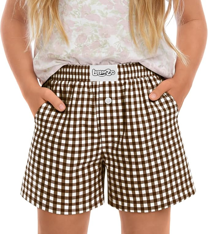 Girls Gingham Shorts Toddler Plaid Elastic Waist Kids Loose Casual Summer Baby Checkered Boxer Bo... | Amazon (US)