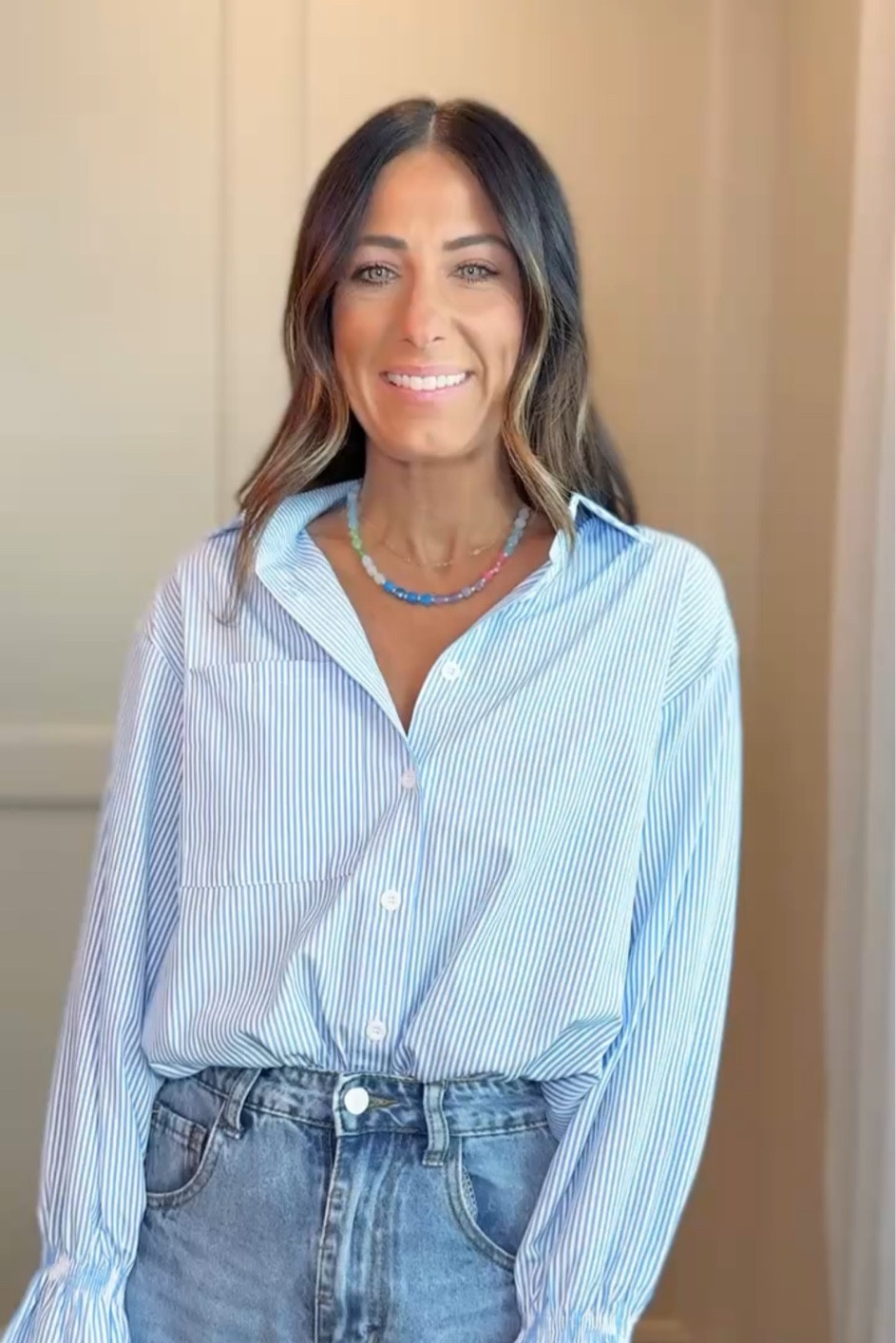 Loving these beaded gemstone necklaces and just got this pretty spring/summer color combo in! And this button down is 🤌🏼 the details are so chic and it’s even long enough to wear with leggings! 

#LTKSeasonal #LTKFindsUnder50 #LTKStyleTip