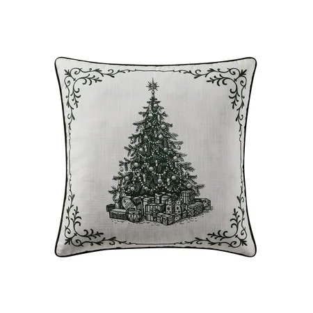 My Texas House Vintage Christmas Tree Decorative Pillow, Green and White, 20" x 20" | Walmart (US)