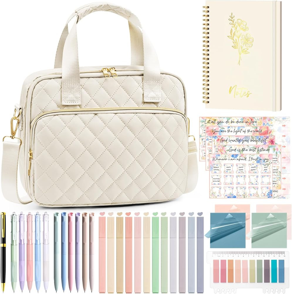 Bible Cover Case for Women, Large Bible Bag Bible Study Supplies Accessories Journaling Kit with ... | Amazon (US)