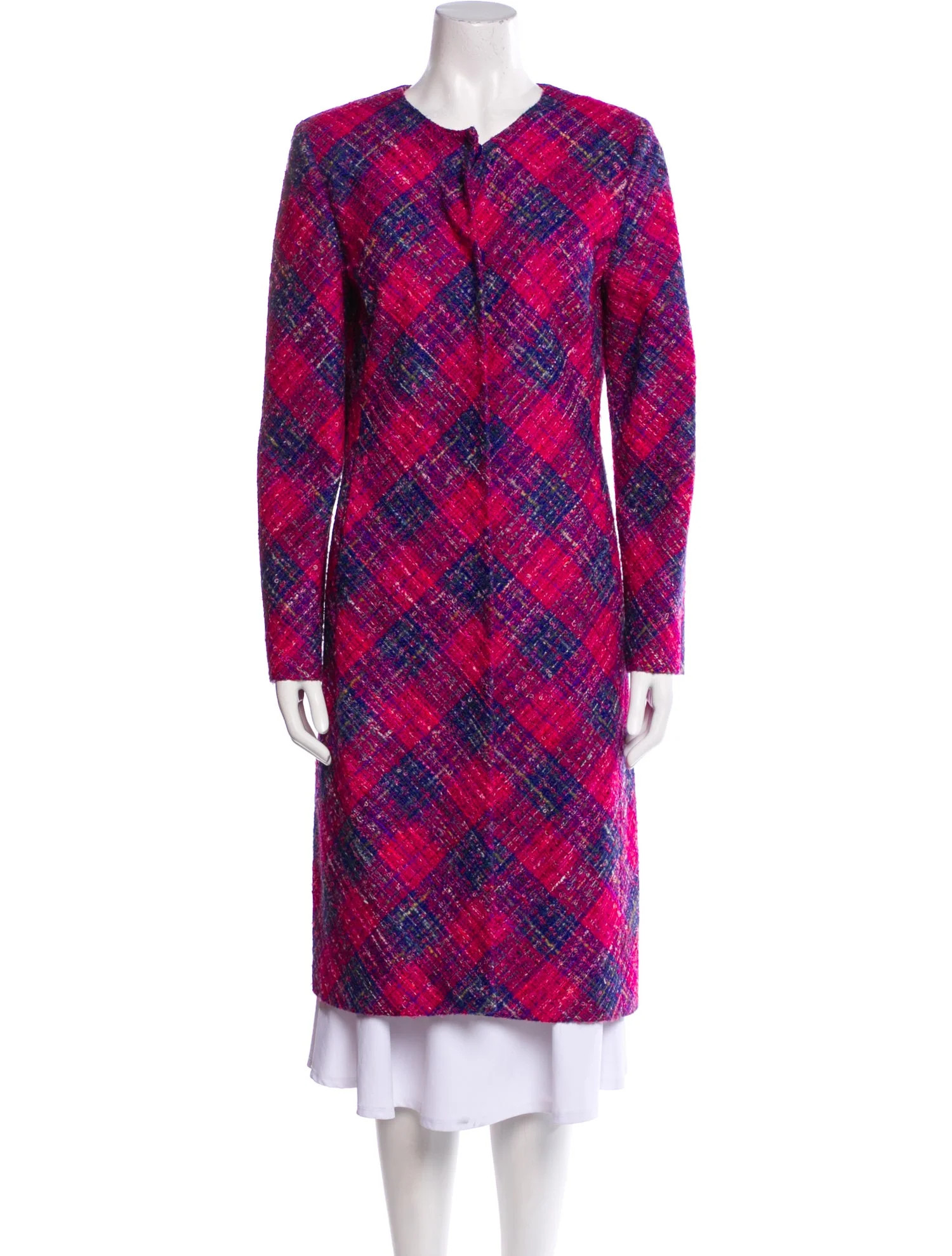 Virgin Wool Plaid Print Coat | The RealReal