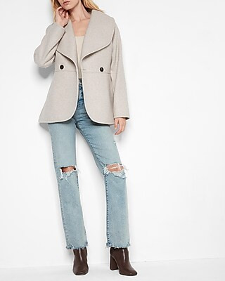 Peplum Knit Button Front Coat | Express