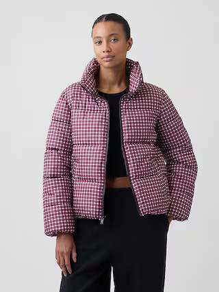 Relaxed Plaid Puffer Jacket | Gap Factory