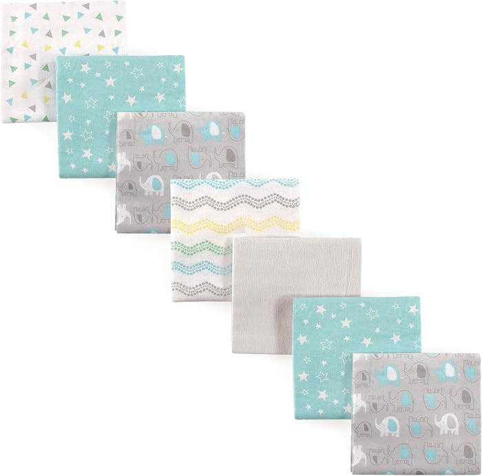 Luvable Friends Unisex Baby Cotton Flannel Receiving Blankets, Basic Elephant 7-Pack, One Size | Amazon (US)