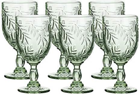 Colored Glass Goblet Vintage - Pressed Pattern Wine Glass Wedding Goblet - 9.4 Ounce Set of 6 (Gr... | Amazon (US)
