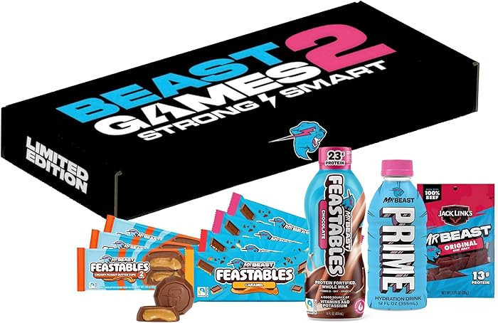 Feastables Beast Games Season 2 Bundle, Mrbeast Snacks Variety Pack With Chocolate Bars and Cups,... | Amazon (US)