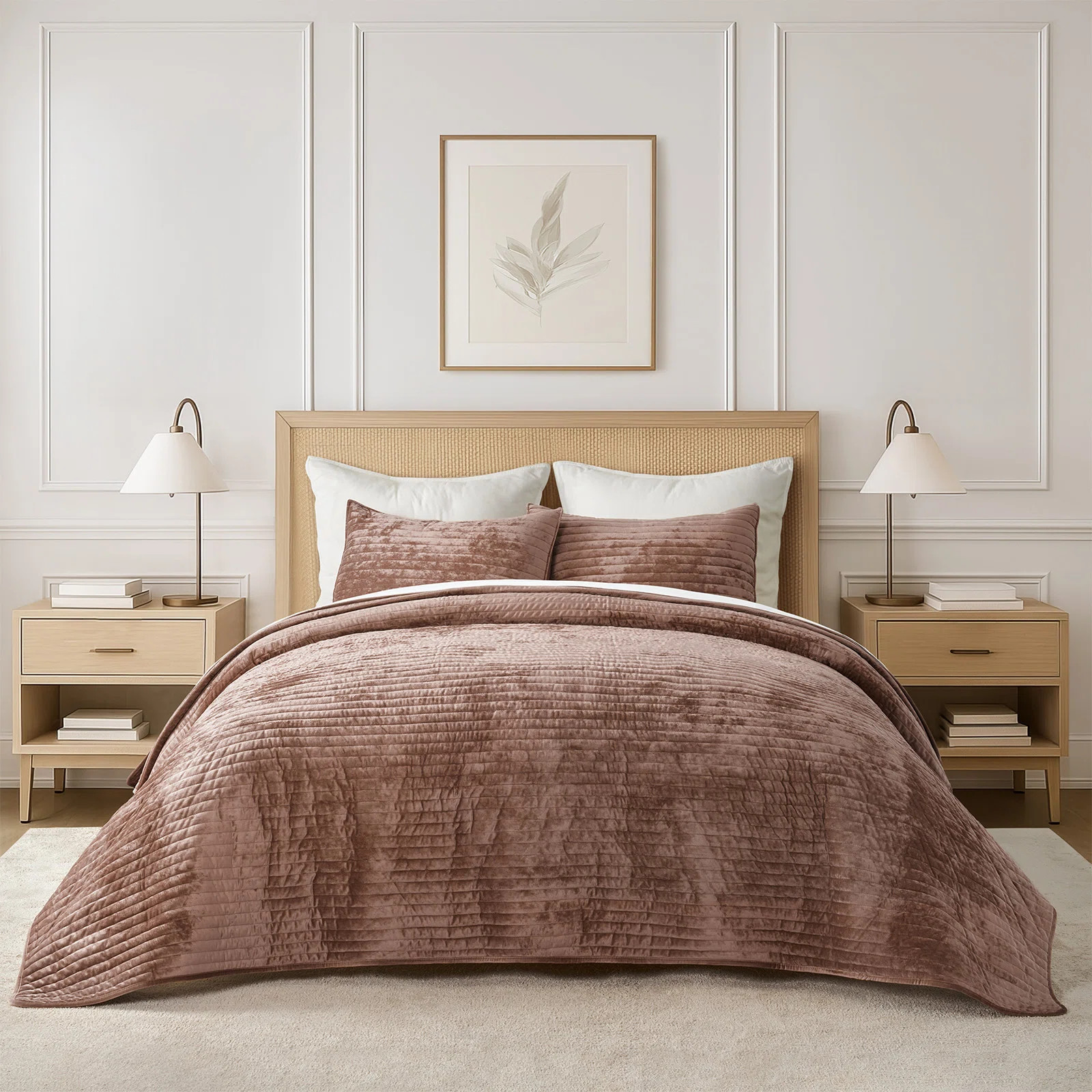 Luxe Velvet Channel Quilt Set | Wayfair North America
