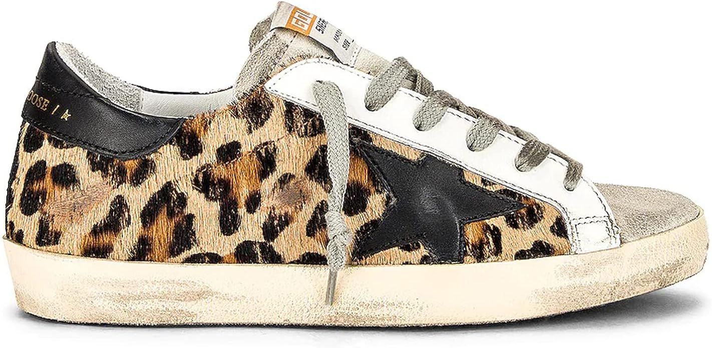 Golden Goose Super-Star Leopard Horsy Quarter Leather Star and Heel Womens Sneaker GWF00101-F0005... | Amazon (US)