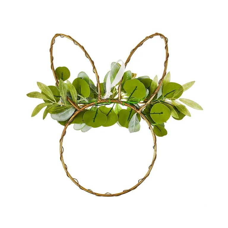 Easter Bunny-Shaped Wreath with Greenery, 17 in, by Way To Celebrate - Walmart.com | Walmart (US)