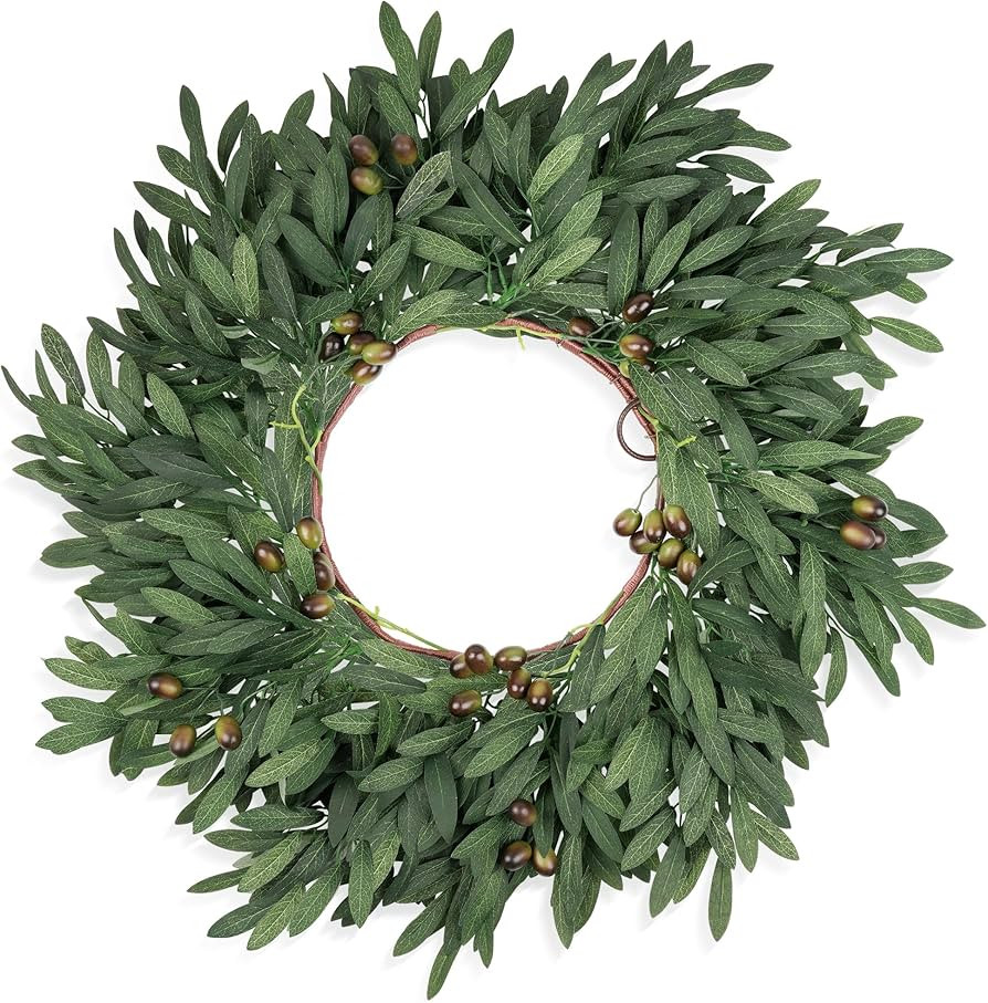 24 inch Olive Wreaths for Front Door, Artificial Large Spring Summer All Seasons Year Round Green... | Amazon (US)