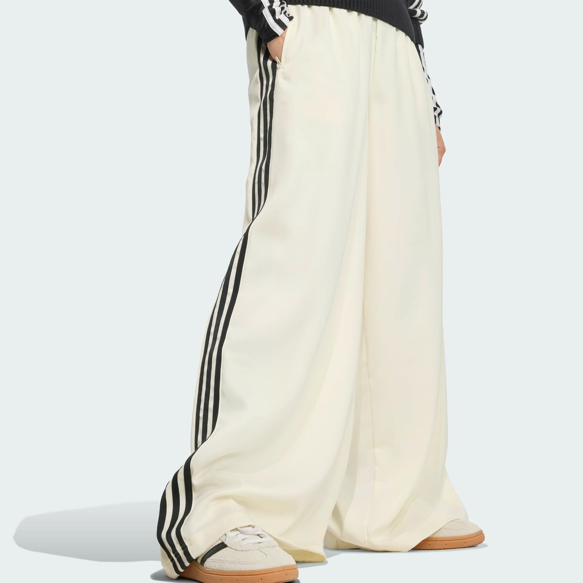 Adidas Originals Adicolor Satin Wide Leg Track Pants KD2542 Cream White | eBay US