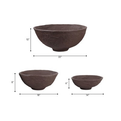 Round Decorative Bowl for Home Decor - Paper Mache Table Accent for Kitchen Counter and Home Accents, Key or Candy Bowl - Set of 3, 10", 8", 6", Brown | Target