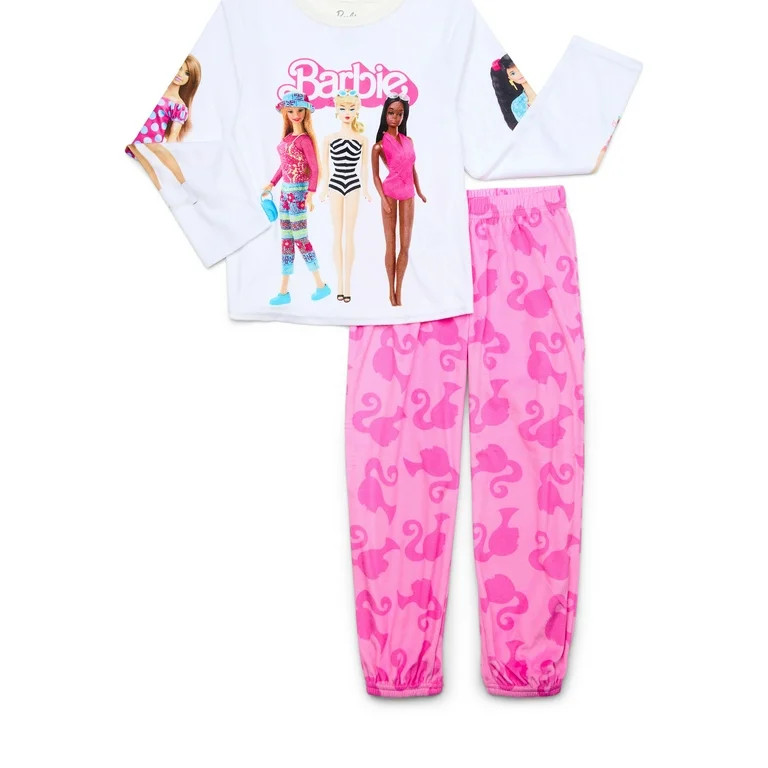 Barbie Girls Long Sleeve Top and Pajama Pants Set, 2-Piece, Sizes 4-12 | Walmart (US)