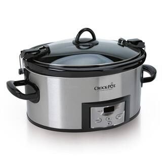 Crock-Pot 6 Qt. Programmable Stainless Steel Slow Cooker with Locking Lid, Silver | The Home Depot