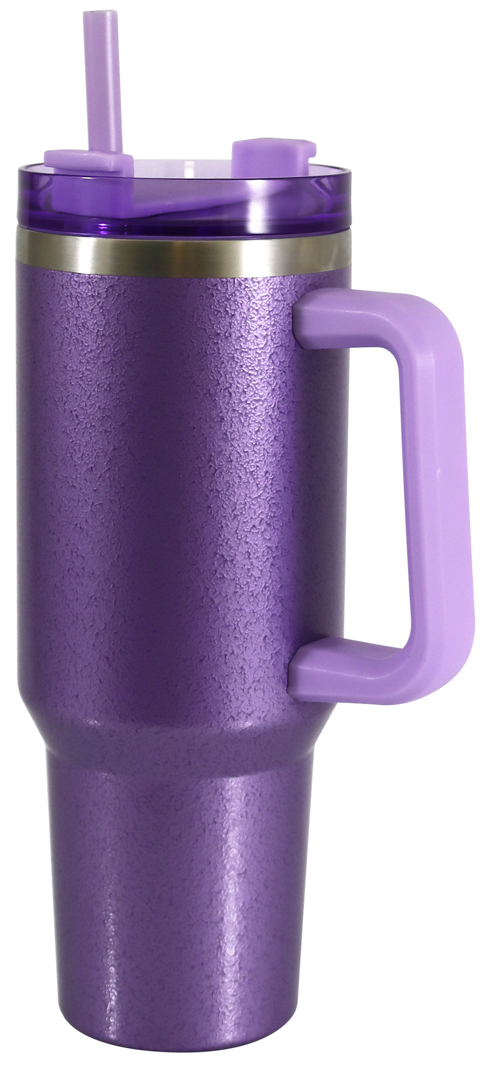Mainstays 40 oz Stainless Steel Tumbler with Straw and Handle, Double Wall Insulated, Purple Hamm... | Walmart (US)