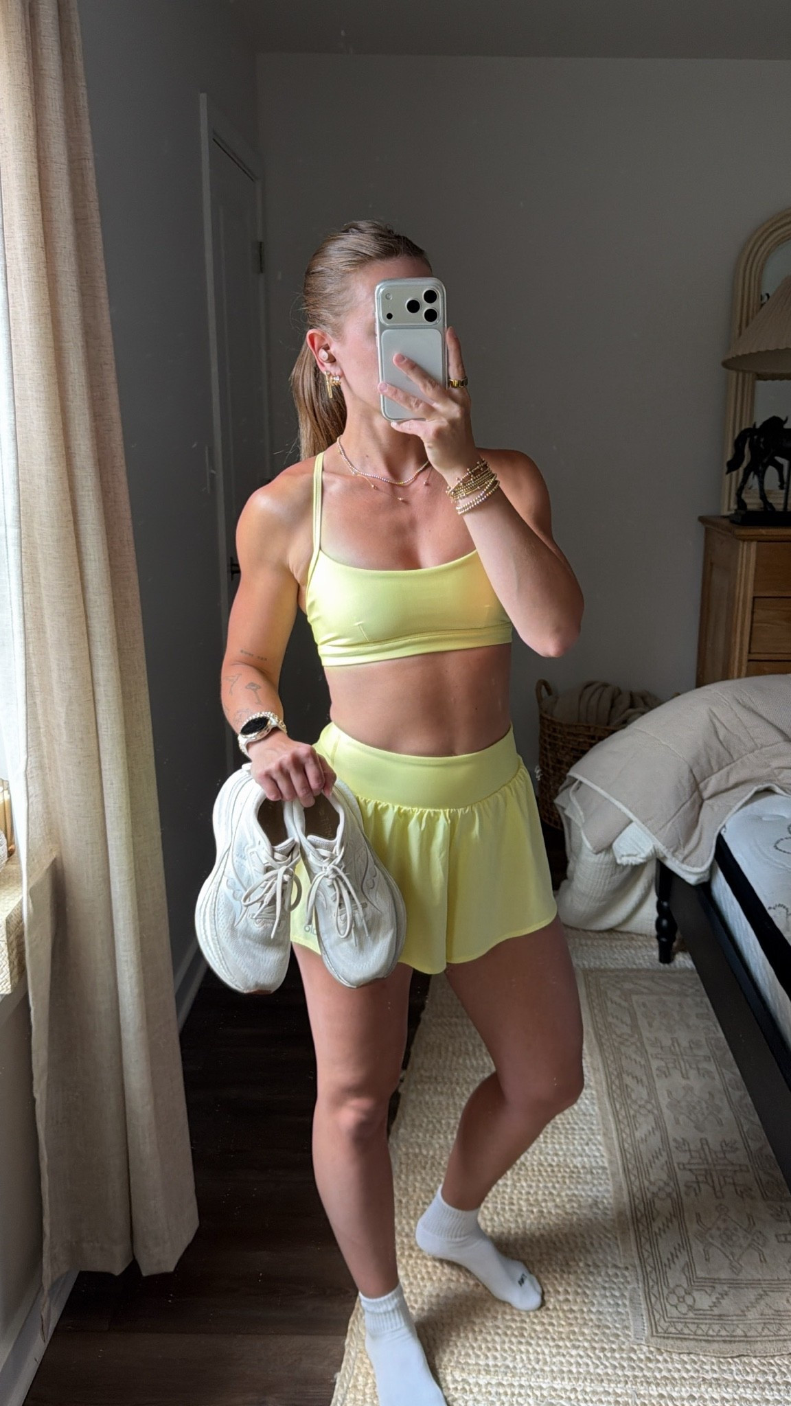 7/13/26 unning Outfit of the Day

Today’s running outfit 💛 Wearing my bright yellow Alo shorts set with the matching sports bra (XS in both), paired with my favorite Aritzia socks, Saucony Tempus running shoes, Garmin, and Beats headphones. A lightweight, comfortable setup that’s become one of my favorites for morning runs and building consistency one mile at a time. Everything is linked here ✨

#LTKfitnessgoals #LTKfoodie #LTKootd