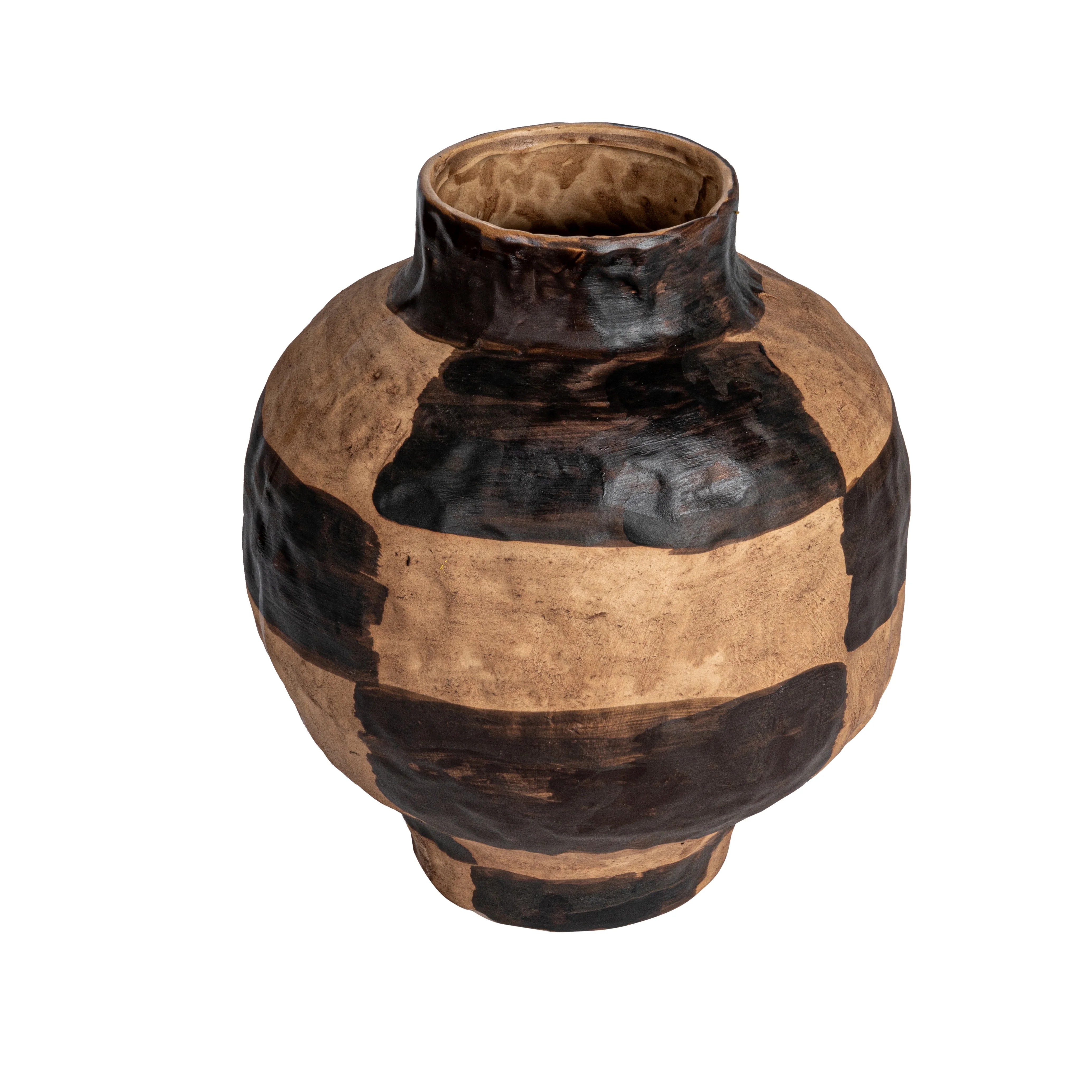 Creative Co-Op Hand-Painted Stoneware Vase with Reactive Glaze, Black and Cream | Walmart (US)