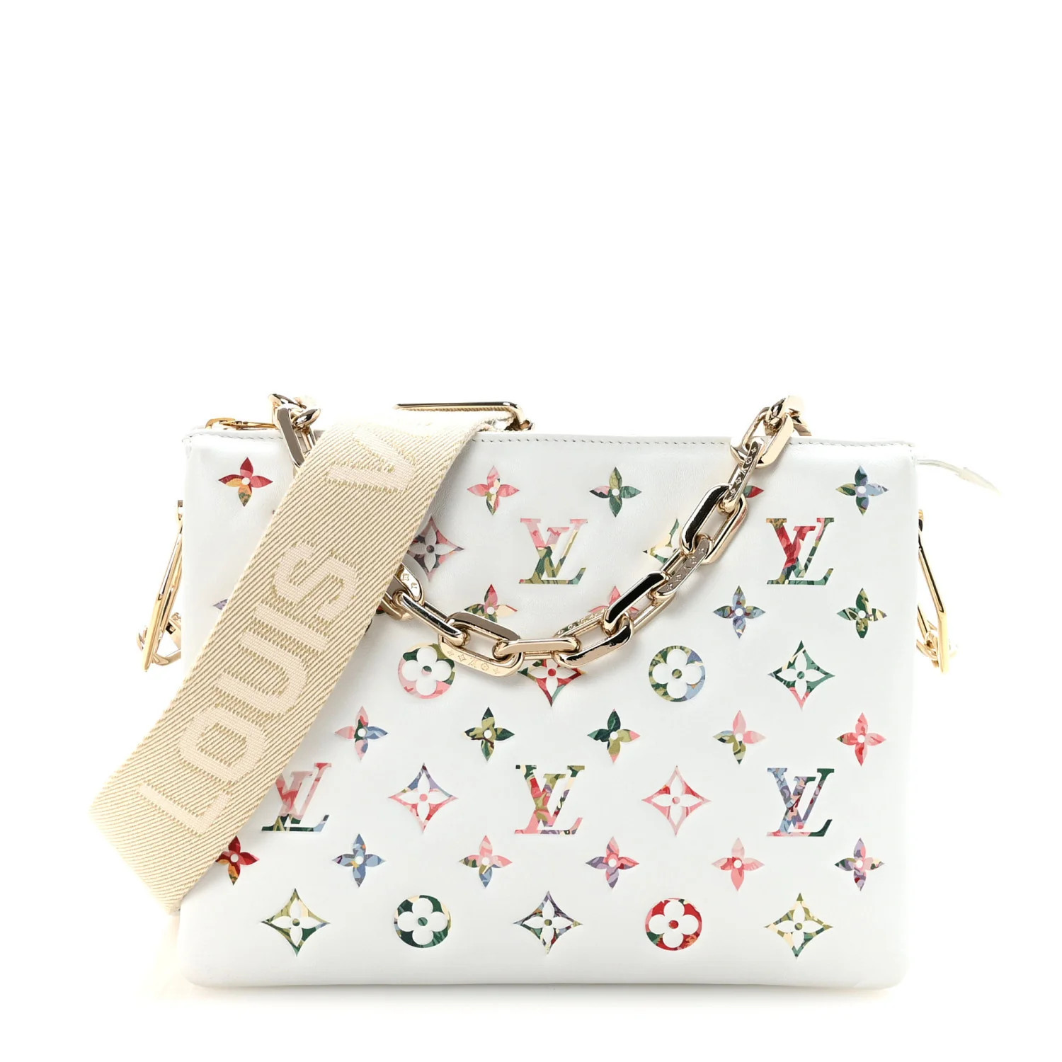 Lambskin Embossed Monogram LV Garden Coussin PM Cream | FASHIONPHILE (US)
