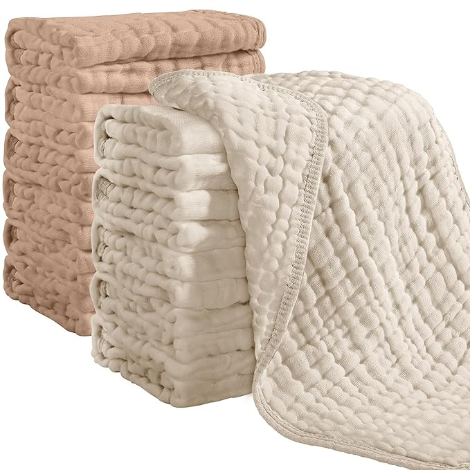 Looxii Muslin Burp Cloths 100% Cotton Muslin Cloths 12 Pack Large 20''x10'' Extra Soft and Absorb... | Amazon (US)