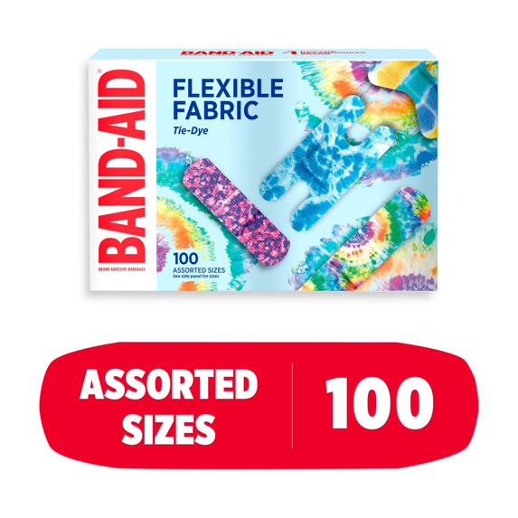 BAND-AID Brand Flexible Fabric Fun Tie-Dye Bandages, Assorted, 100 Count | Walmart (US)
