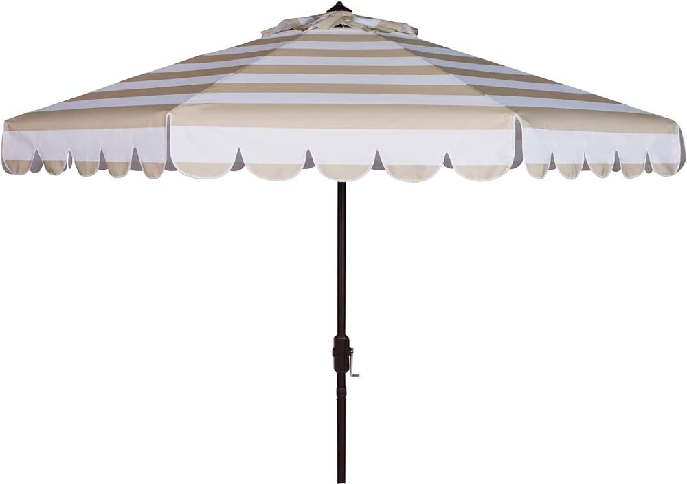 Safavieh PAT8011A Outdoor Collection Maui Beige and White Single Scallop Striped 9Ft Crank Push B... | Amazon (US)