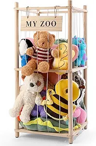 Stuffed Animal Storage Zoo, Wooden Stuffed Animal Organizer with Elastic Cords for Boys Girls, Sp... | Amazon (US)