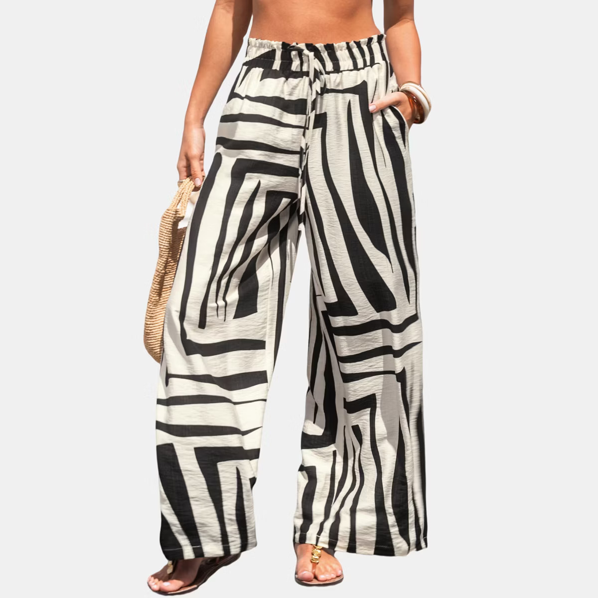 Women's High Frequency Abstract Cover Up Pants - Cupshe-L-Multicolored | Target