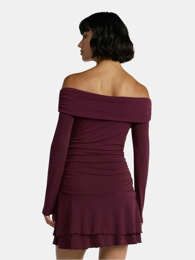 Madden NYC Women’s Drop Waist Dress with Long Sleeves, Sizes XXS-XXL | Walmart (US)