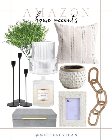 Amazon home finds include pillow, vase, greenery stems, wooden link decor, planter, picture frame, decorative box, candle, candle stick holders. 

Home decor, summer home accents, neutral home accents, Amazon finds, looks for less

#LTKFindsUnder50 #LTKStyleTip #LTKHome