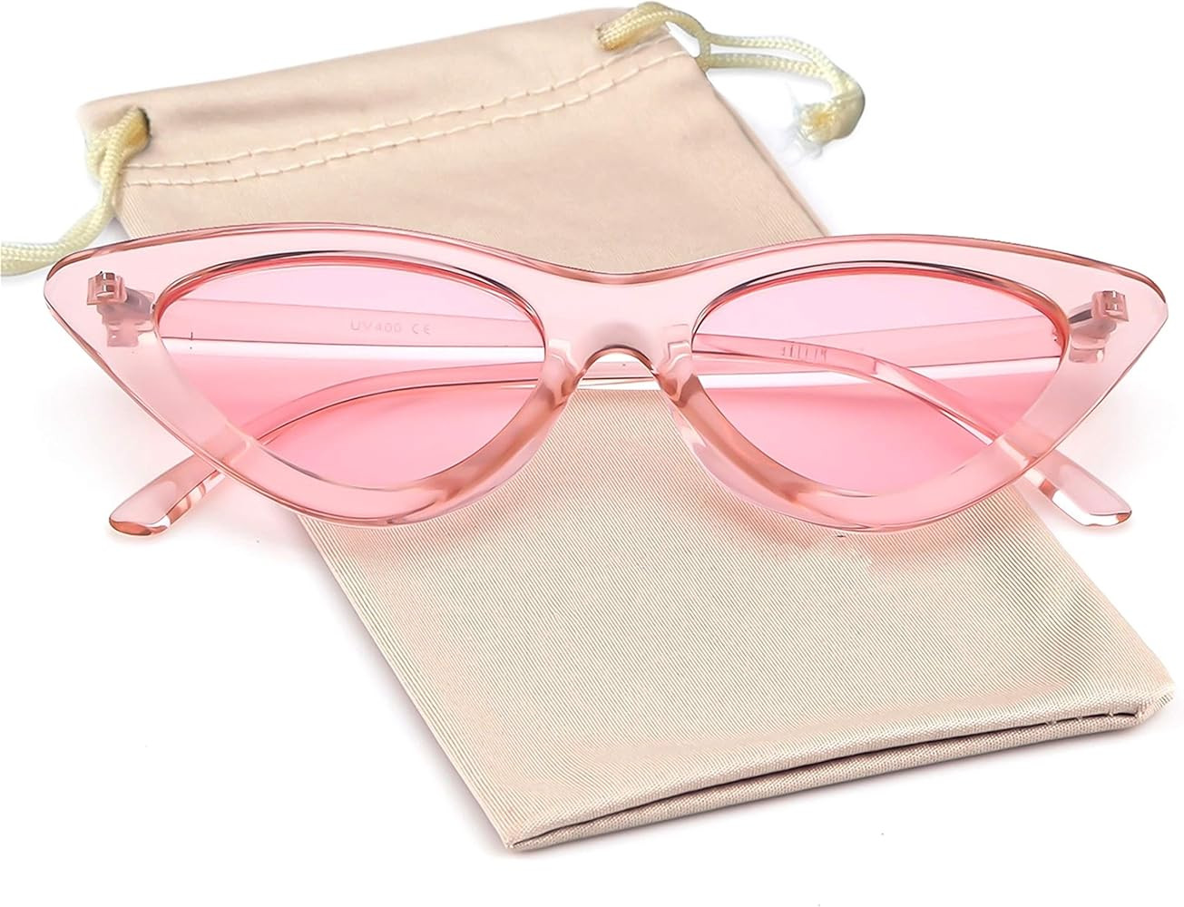 Retro Vintage Cateye Sunglasses for Women Clout Goggles Plastic Frame Glasses | Amazon (US)