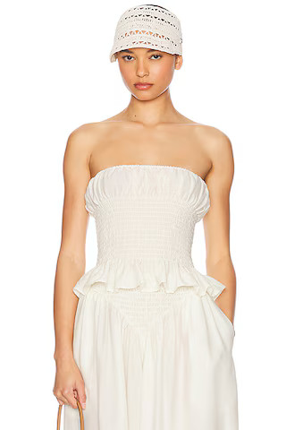 Helsa The Smocked Tunic in Silk And Wool in Ivory | FWRD | FWRD 