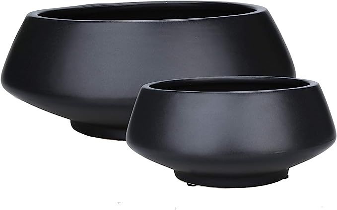 Large Succulent Planter Pots, Set of 2, 8.6 Inch & 6.3 Inch Black Ceramic Pots(Without Plants) fo... | Amazon (US)