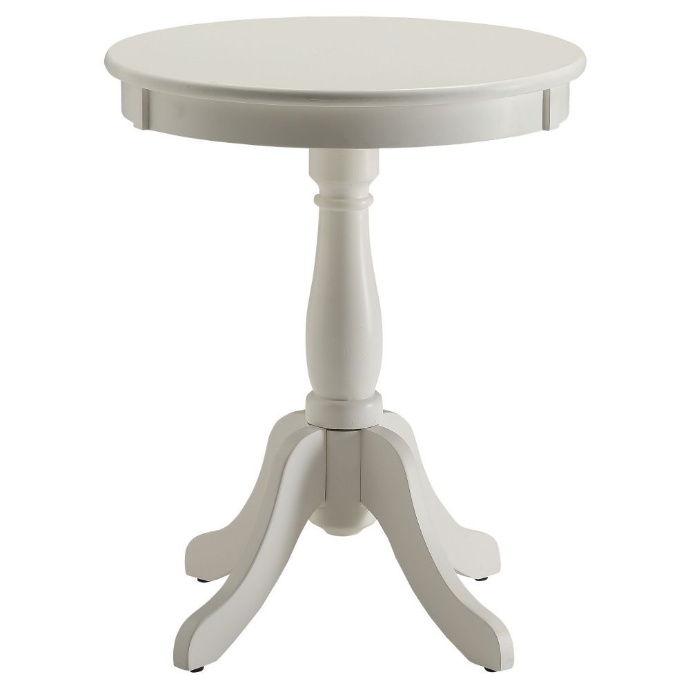 Acme Alger Round Wooden End Table in White | Amazon (US)
