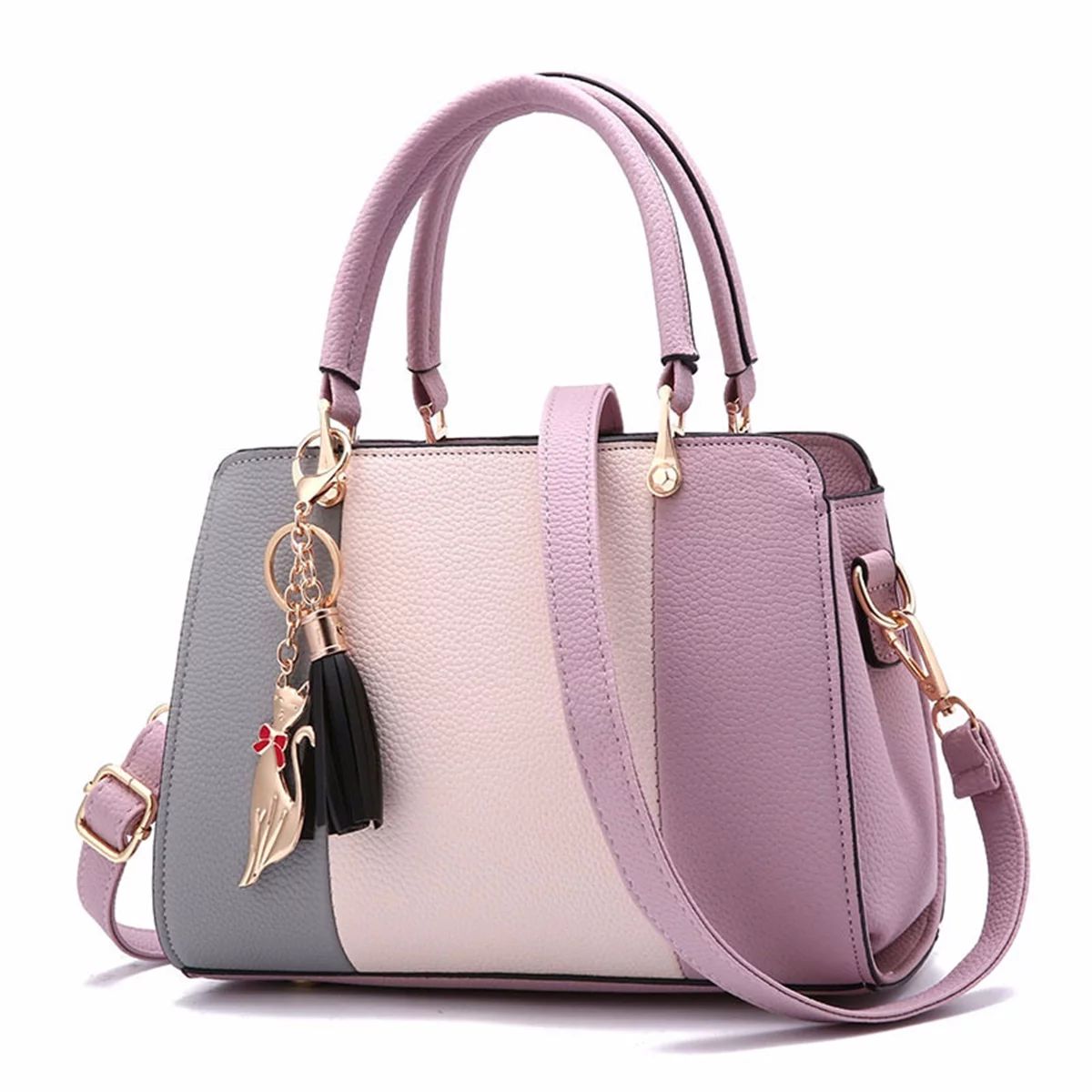 New Fashion PU Leather Handbag Shoulder Bag Travel Backpack Tote Purse Tassel Large With Zipper F... | Walmart (US)